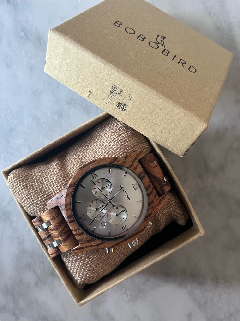 BOBO BIRD Men's Brown Wood Chronograph Watch - Brown